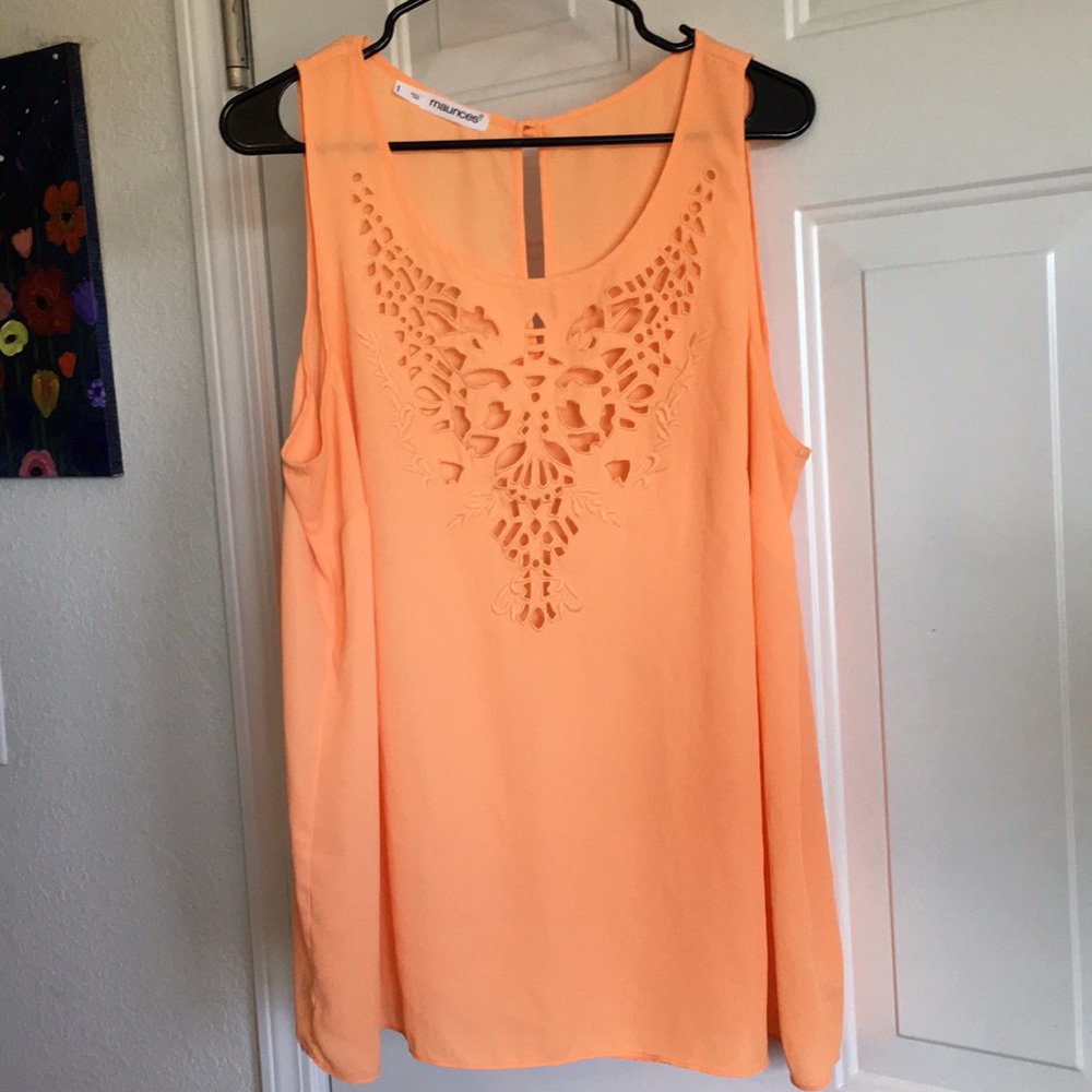 Vibrant and very light orange tank with design